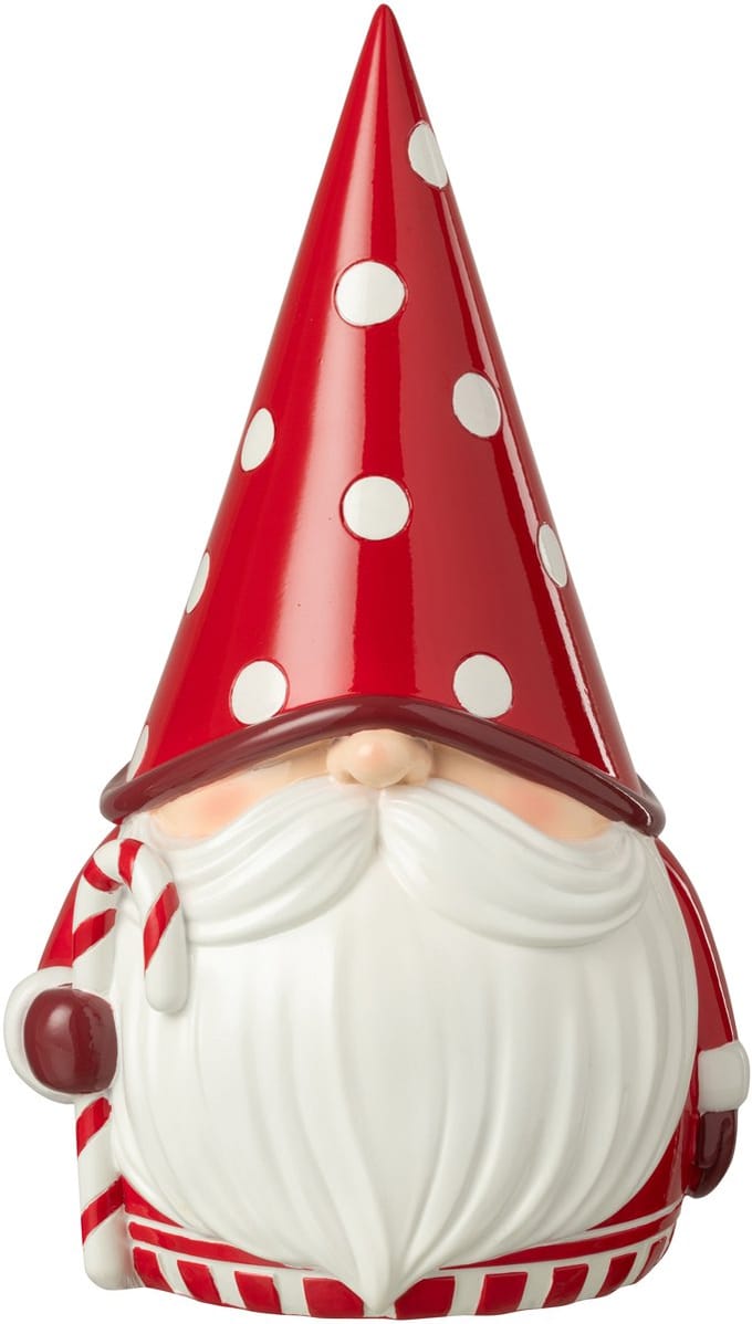 J-Line figuur Kerstman Stippen - polyresin - rood/wit