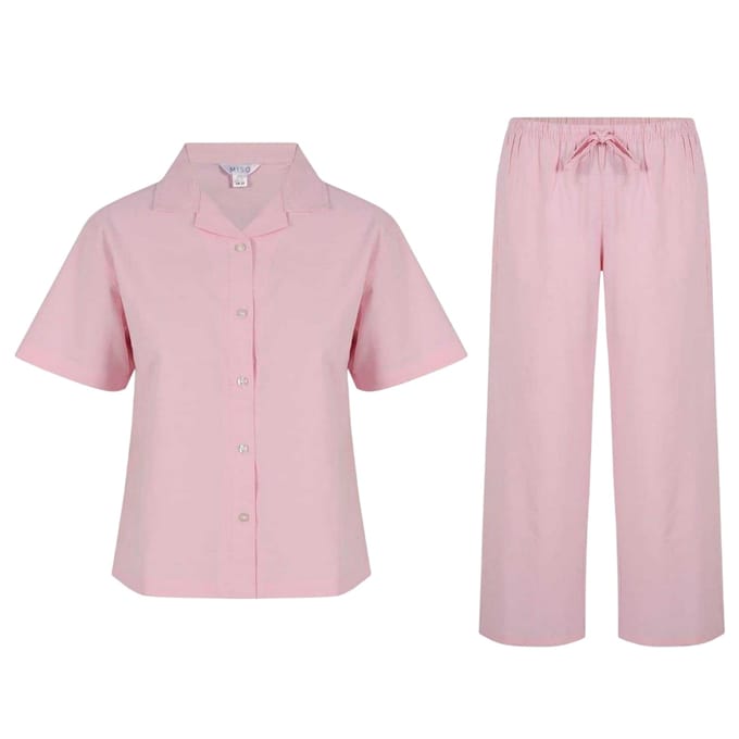 Miso Dames Notch Neck Korte Mouwen Top & Broek Set (Roze)