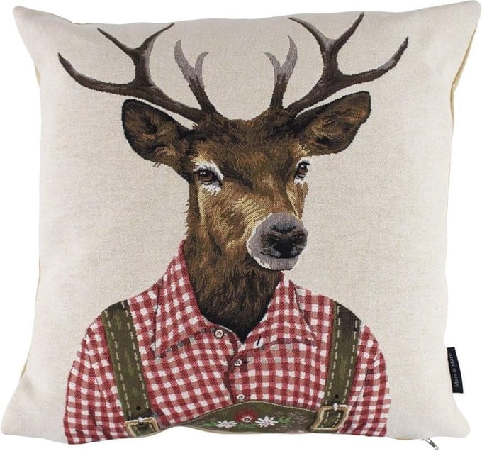 gobelin kussen tiroler hert rood 45x45cm