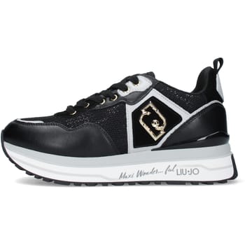 Liu Jo Vrouwen Platform Maxi Wonder 01 sneakers in Mesh Leather en Sequins met Black Multilayer Sole