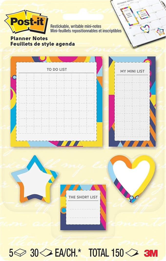 Mini Notities 5 Pads 30 Vellen Restickable Planner