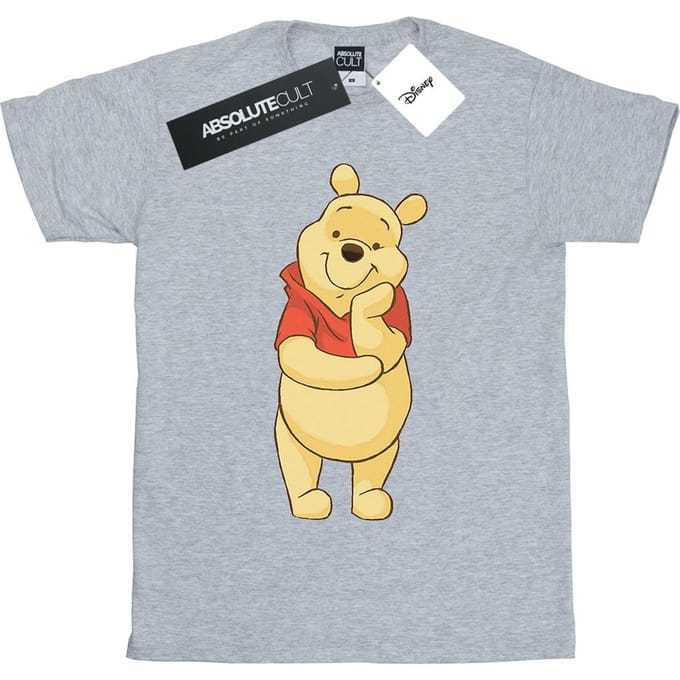 Disney Heren Winnie De Poeh Schattig T-Shirt (Sportgrijs)