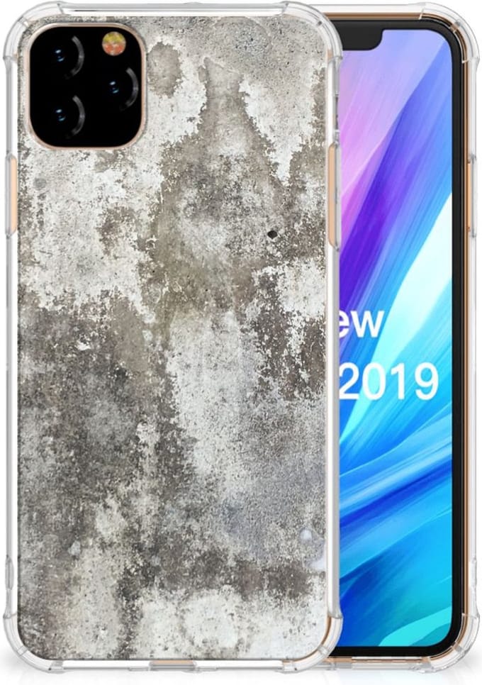 Apple iPhone 11 Pro Max Anti-Shock Hoesje Beton Print