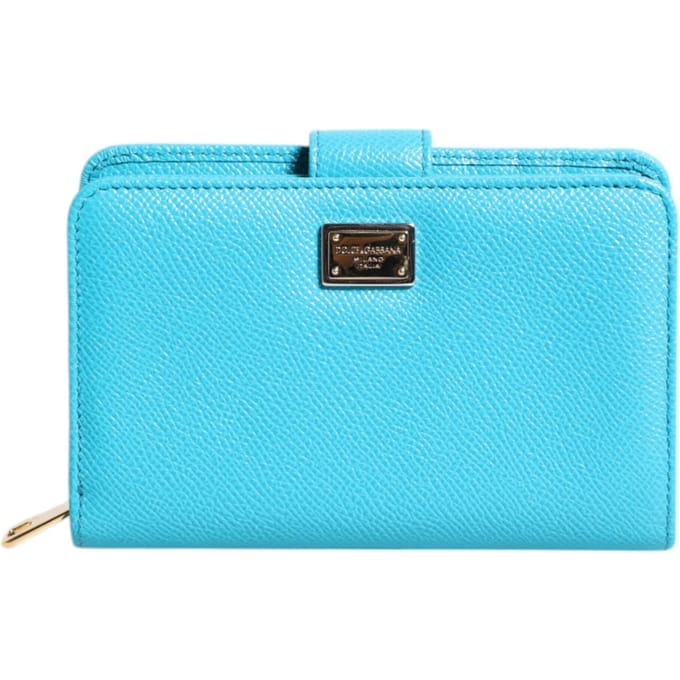 Lichtblauwe Leren Bifold Continentale Clutch Portemonnee