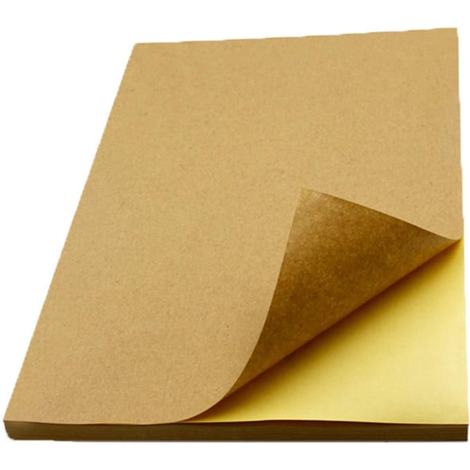 50 Vel A4 Bruin Kraft Stickerpapier Vel Zelfklevend Etiket Inkjet Printer lichtbruine kleur