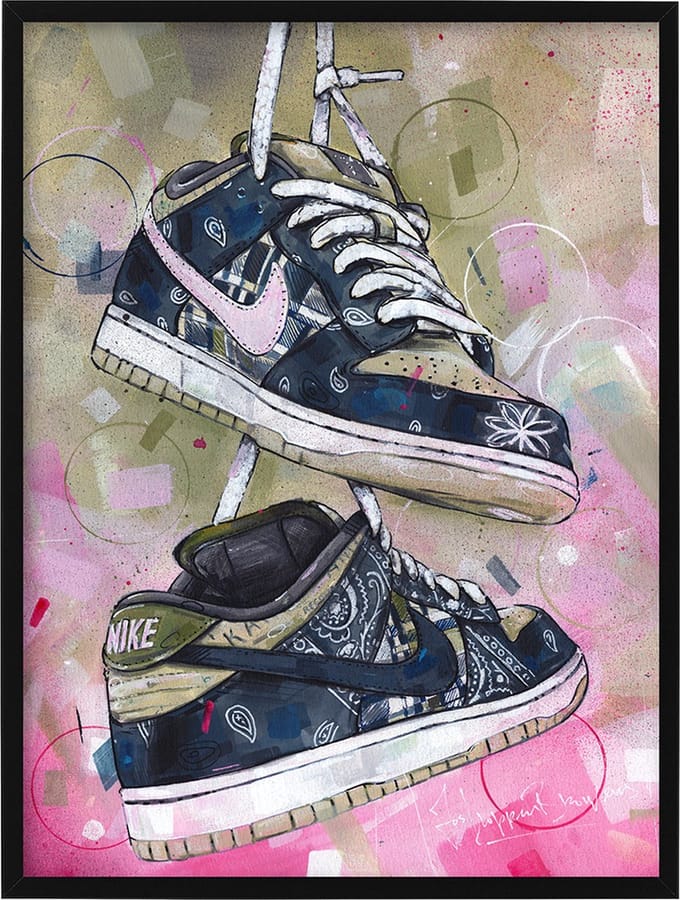 Sneaker print vullend 51x71 cm *ingelijst & gesigneerd