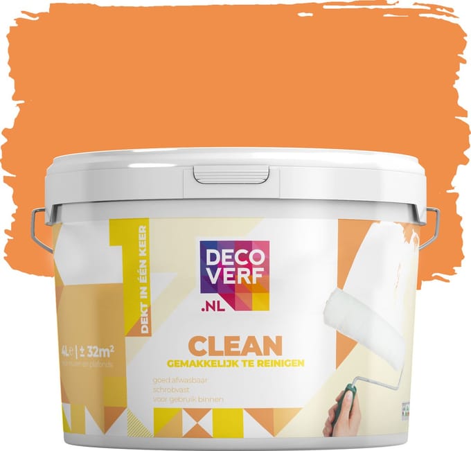 Decoverf clean muurverf oranje, 4L