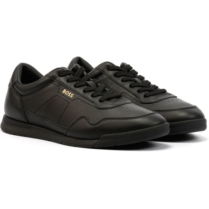 Boss Titanium Leren Heren Sneakers Zwart