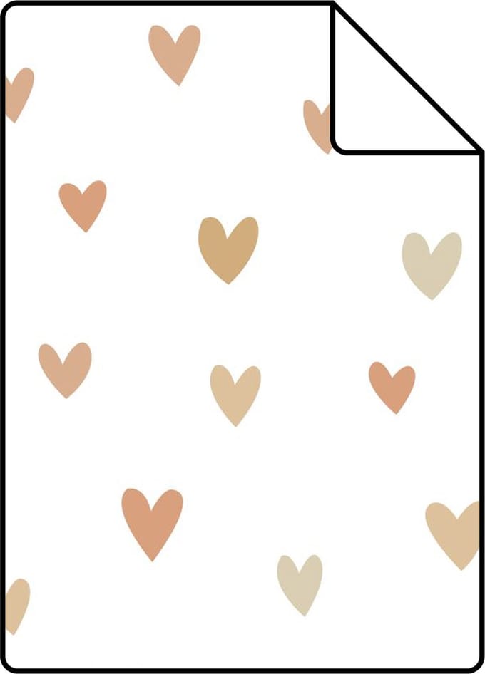 Proefstaal ESTAhome behang hartjes terracotta en beige - 26.5 x 21 cm - 139755-S