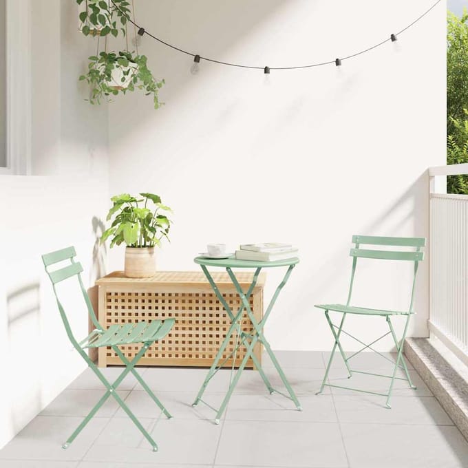 vidaXL - Opvouwbare - Bistroset - 3 - st - Sea - foam - Staal