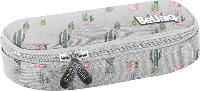 BeUniq Cactus en flamingo etui - 23 x 10 x 5 cm - Grijs