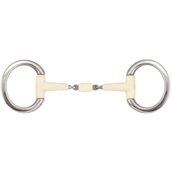 Dubbelgebroken olijfbit voor paarden + roller Soyo Happy mouth