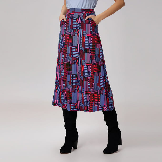 Trapeze midi-rok met grafische print