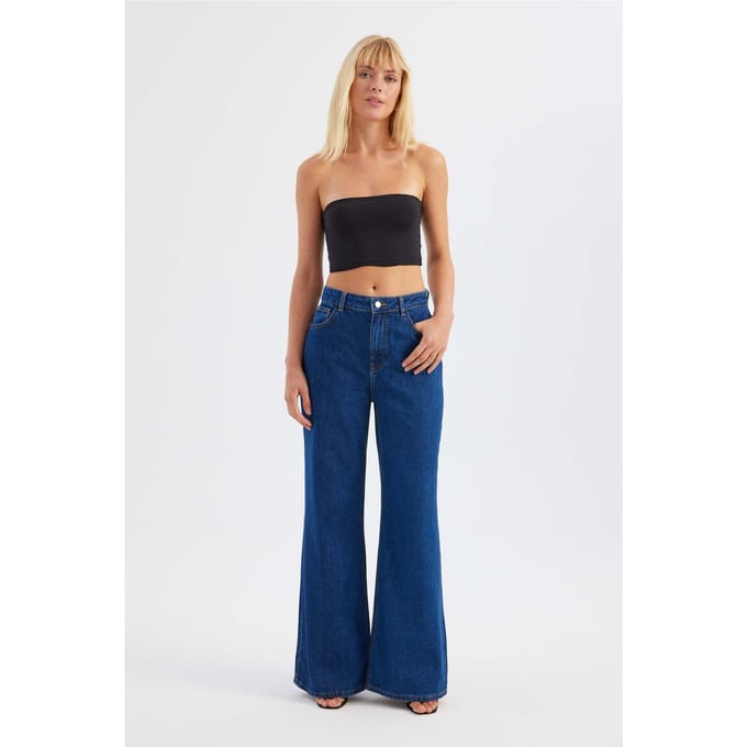 Hoge taille recht gesneden jeans