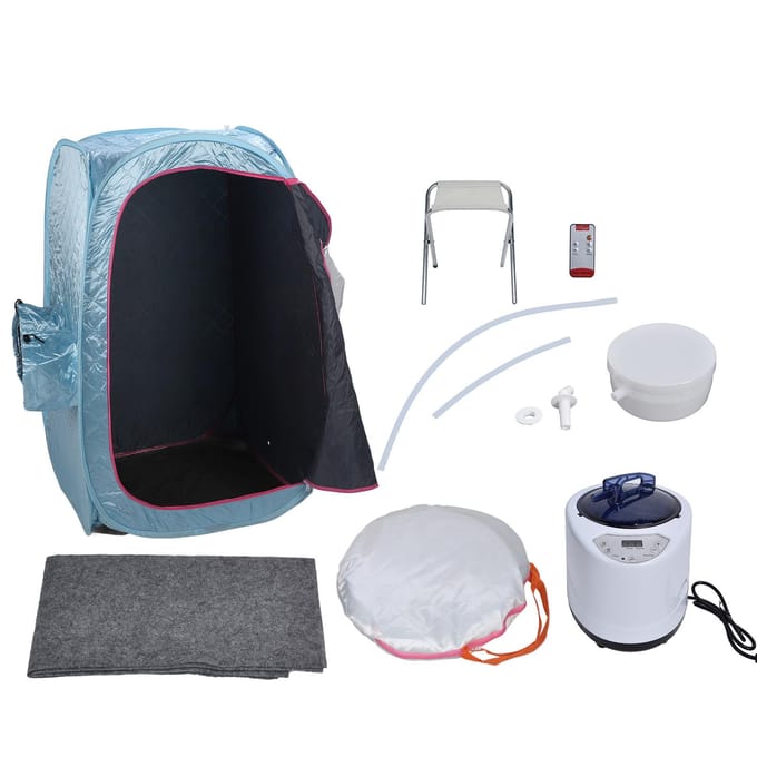 1000W Thuis Stoom Sauna Kit Draagbare Sauna Box met 1?9 Temperatuurstanden voor Gezondheidszorg white