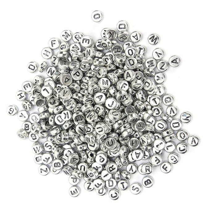 Lot de 500 perles rondes en acrylique, accessoires faits à la main, alphabet anglais