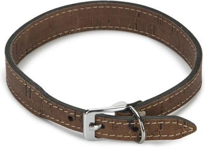 Beeztees leren halsband Cork. Bruin. 40 cm x 20 mm.