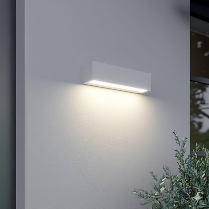 Lucande LED buiten wandlamp Lengo, 25 cm, wit, naar beneden gericht, 3000 K