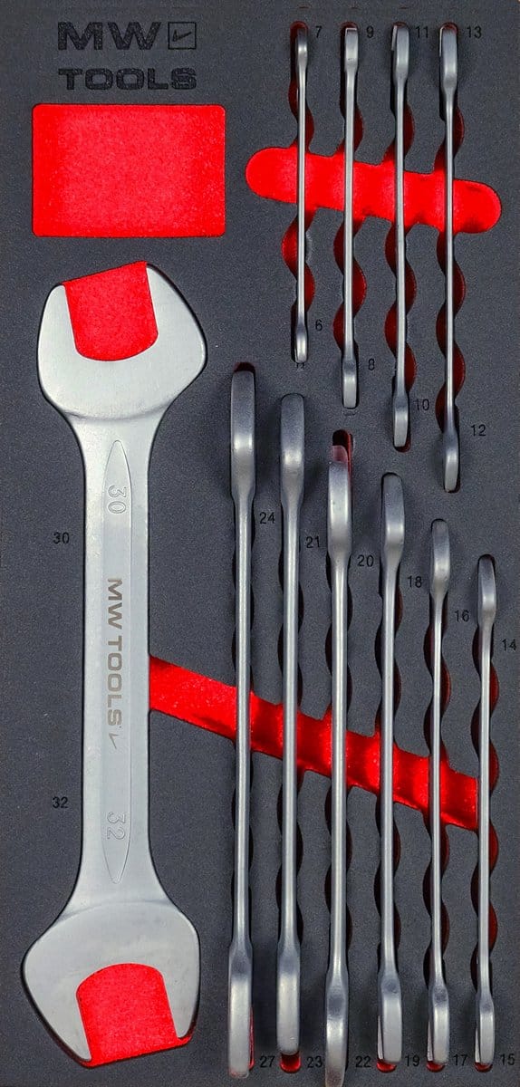 Steeksleutelset foam tray 6x7mm tot 30x32mm 11 delig MW Tools MWDO63211
