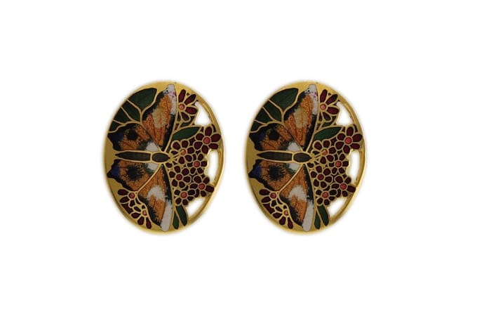Behave - Oorstekers dames - vlindermotief - bruin - 2,5 cm