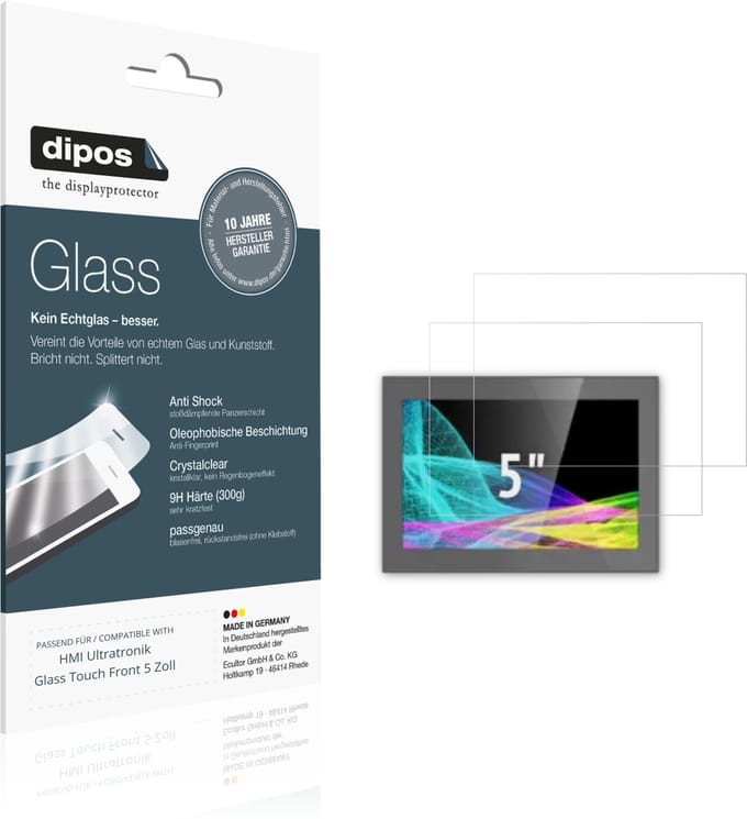 dipos – 2x Pantserfolie geschikt voor HMI Ultratronik Glass Touch Front 5 Zoll | 9H Screenprotector