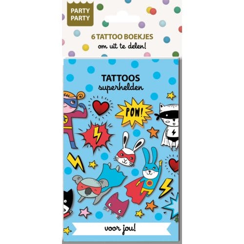 Party Party 6 Tattoo Boekjes - Superhelden - Interstat