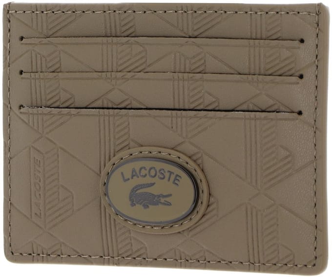 LACOSTE Leren Kaarthouder Nomogramme Cc Holder Viennois Taupe
