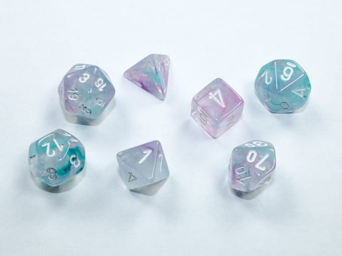 Chessex Nebula Mini-Polyhedral Wisteria/white Dobbelsteen Set (7 stuks)