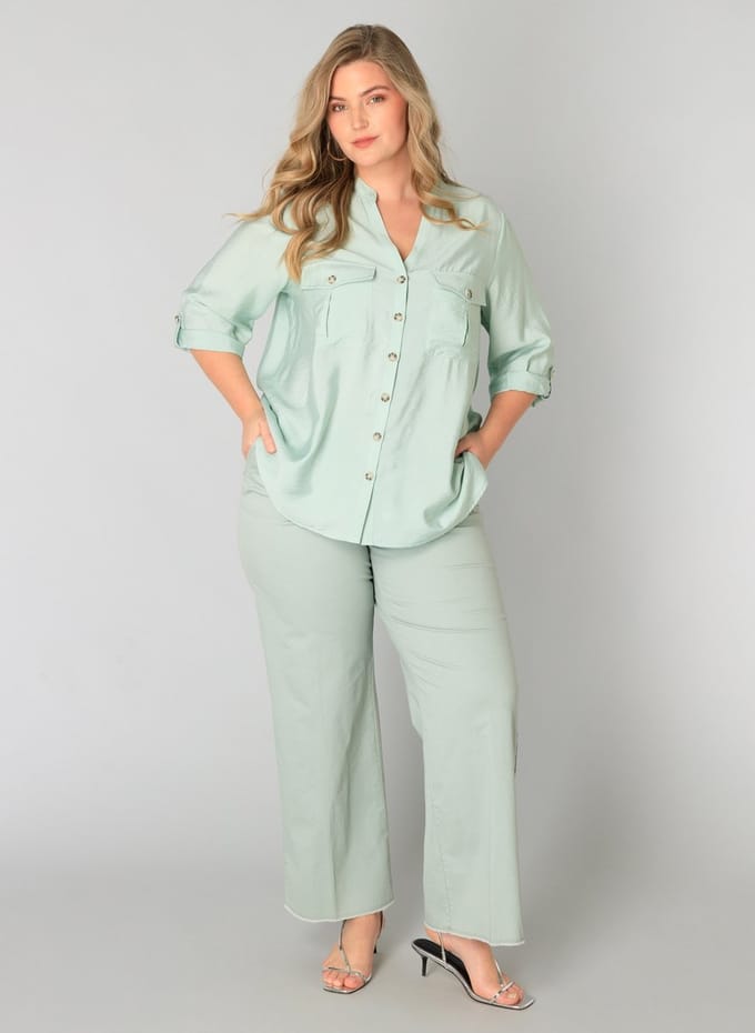 YEST CURVE Willemke Tops - Greyed Mint - maat X-0(44)