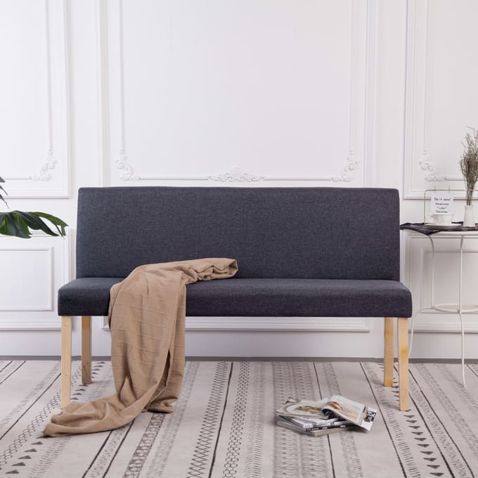 vidaXL - Bankje - 139,5 - cm - polyester - donkergrijs