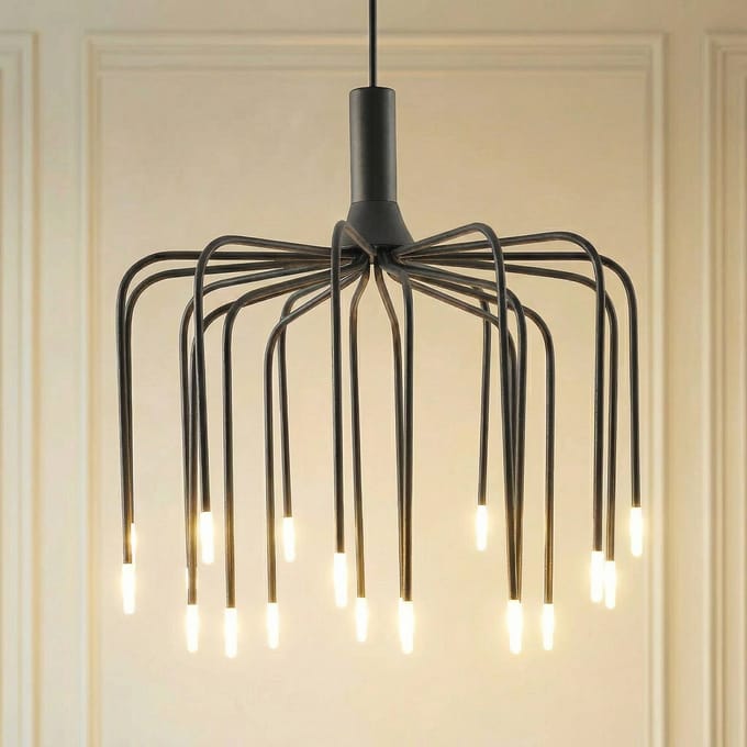 Lucande LED hanglamp Ariadne, Ø 57 cm, matzwart, 20-armig