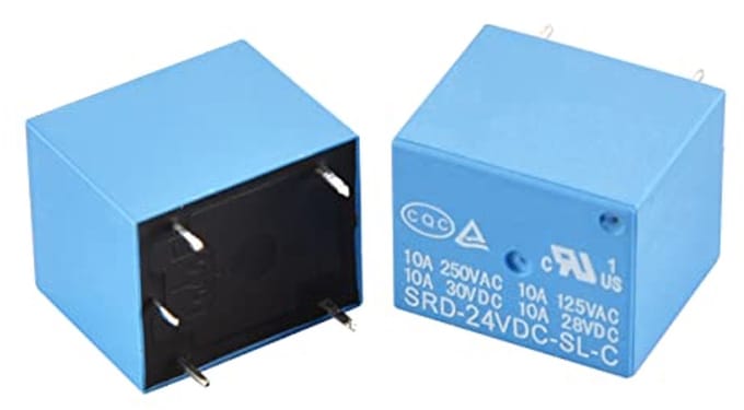 2 Stuks 24V SPDT Relais met 5-polige Klemmen - 10A 250VAC