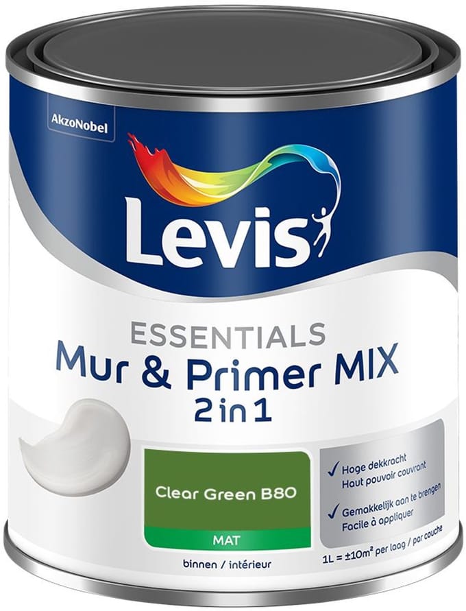 Levis - Essentials Mur & Primer Mix - Clear Green B80 - Mengverf - 1 L
