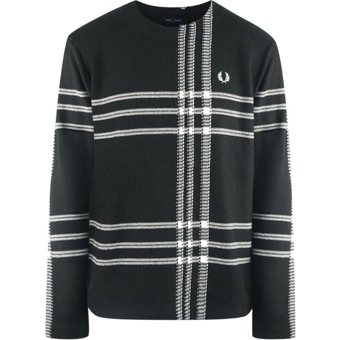 Fred Perry Tartan trui voor volwassenen (Zwart, Wit)
