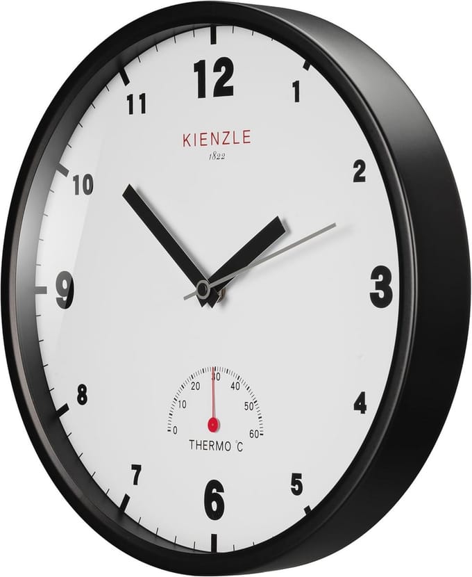 Buitenwandklok DCF met Thermometer en Stalen Frame, Ø 30 cm - Stil en Spatwaterdicht