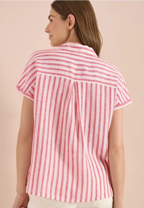 Overhemdblouse met hangende schouder in linnen