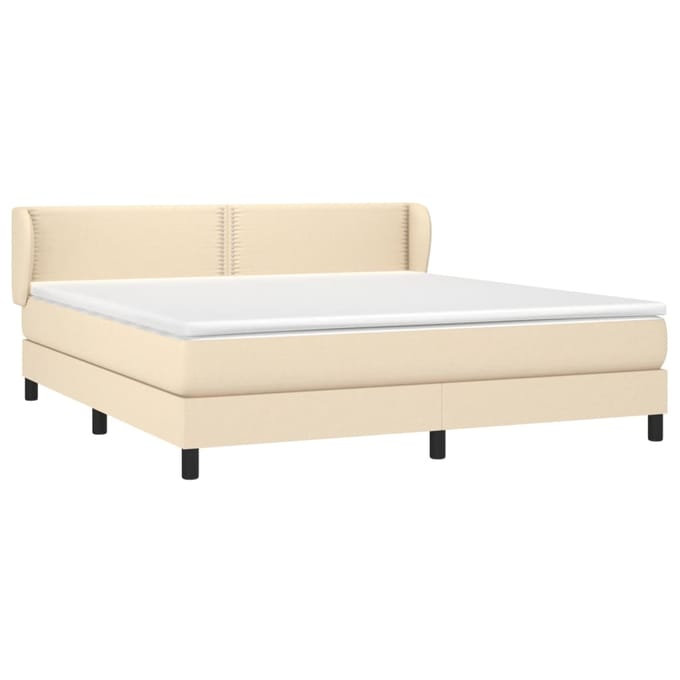 vidaXL - Boxspring - met - matras - stof - crèmekleurig - 180x200 - cm