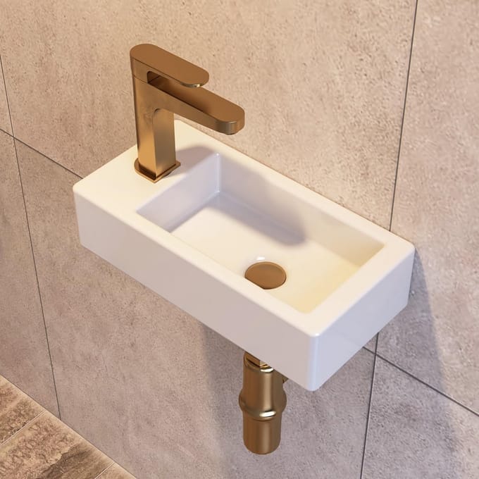 Wandgemonteerde Wastafel Keramiek voor Kleine Badkamer Rechthoekig Wit