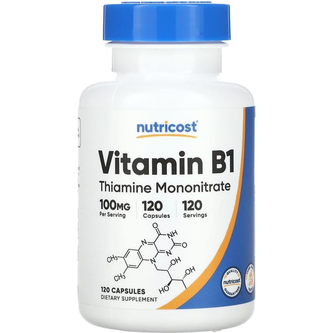 Nutricost, Vitamine B1, 100 mg, 120 capsules