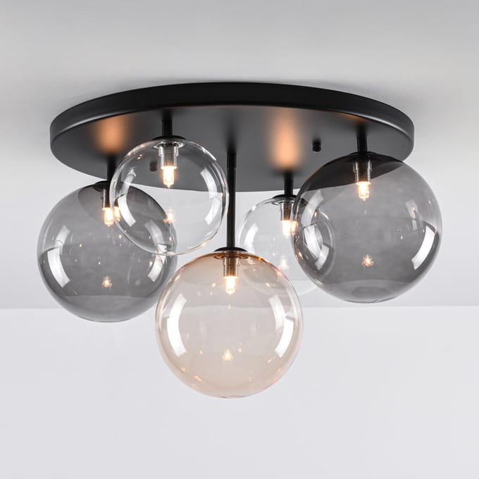 LumenXL - Plafondlamp Lumose 5-lichts met diverse glazen bollen