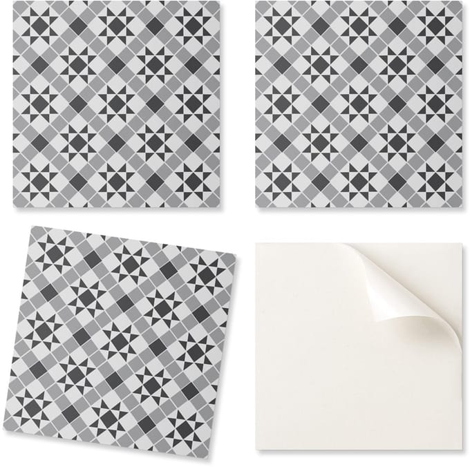 Set vinyl wandtegels met geometrisch sterrenpatroon 9x30x30 cm