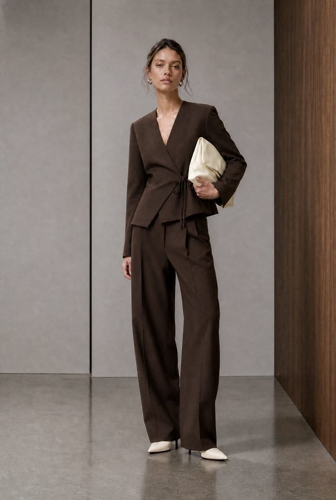 Lean wide-leg pants | Dark Brown - Dark Brown / S