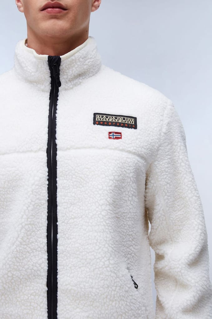 Tynik Sherpa Volledige Rits Fleece Witte Reiger