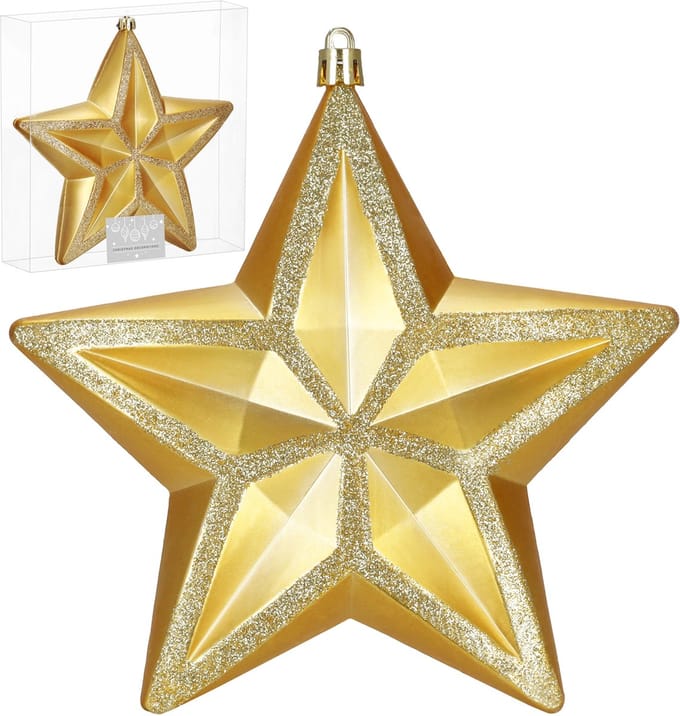 Kersthanger | Kerstster | Goud | Glitters | 15 cm