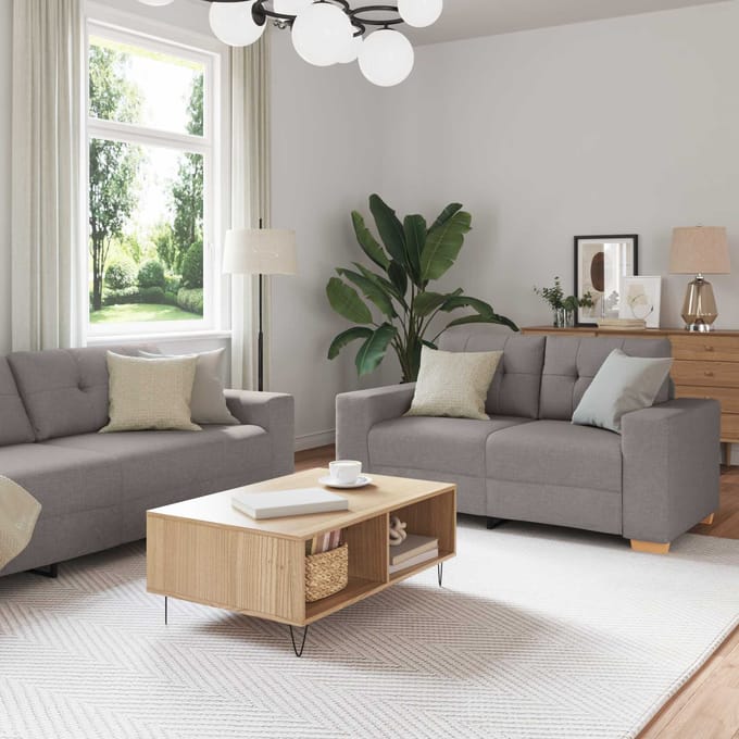 vidaXL - Bank - 3 - st - Taupe - Linnenmix - Stoffen