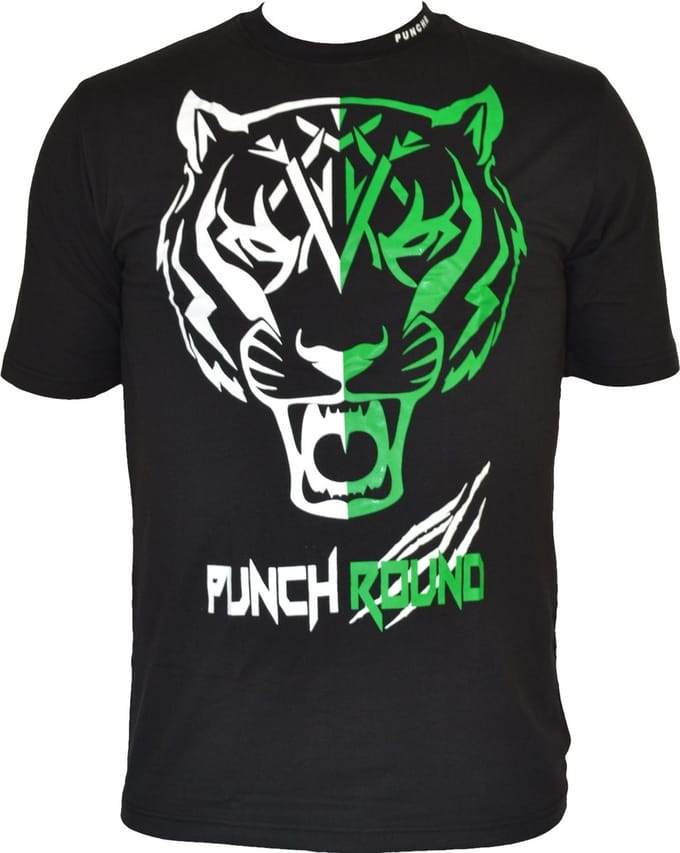 Punch Round Tiger Razor Shirt Zwart Wit Groen - XL