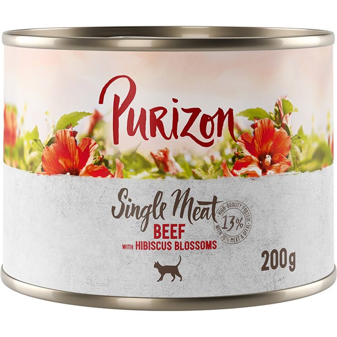 Purizon Single Meat 12 x 200 g - Rund met hibiscusbloesem