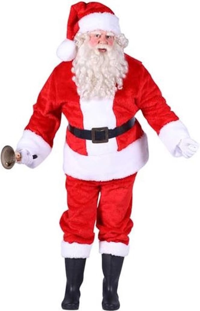 Kerstmanpak Pluche Traditioneel - Maat M