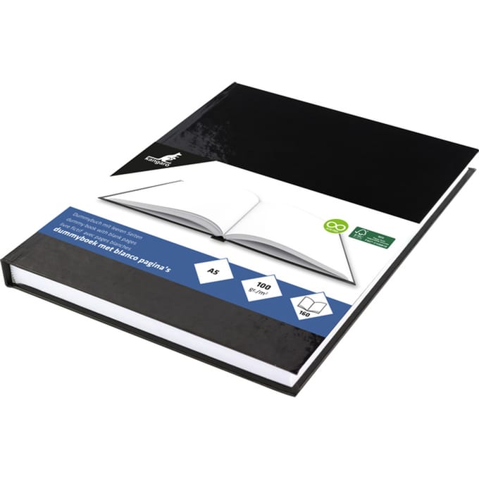 Kangaro - Dummyboek - A5 - zwart - 160 blanco pagina's - 100 grams - schetsboek