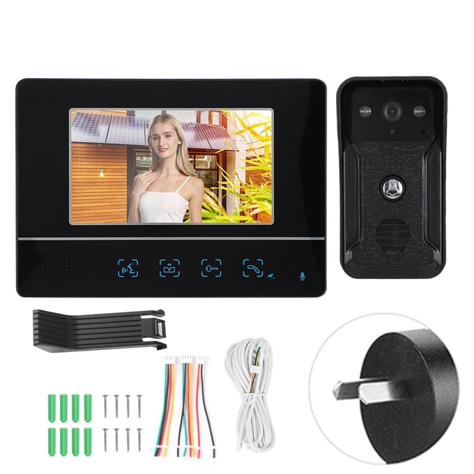 Sonnette filaire 7 pouces TFT Moniteur Interphone Caméra Vidéo Porte Téléphone Système de contrôle d'accès